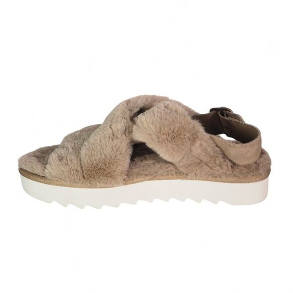 Koolaburra UGG Fuzz-ee Strappy Slipper Sandals 1117190 Amphora Taupe Women 7 - Picture 6 of 11